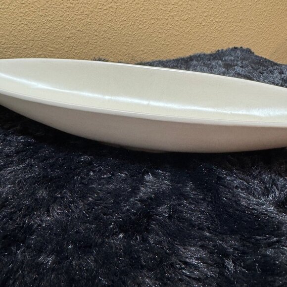 Mid-Century Maurice California Pottery Cream Ceramic Long Oval Dish - Picture 2 of 7